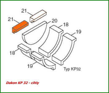 DAKON Náhradný diel 87399303940, Kocka malá L=225 KP32, 38