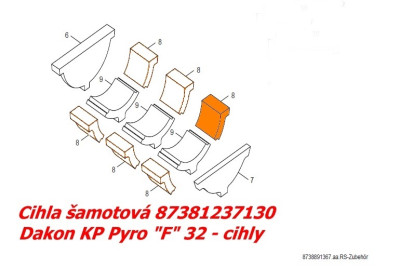 DAKON Náhradní diel 87381237130, Tehla šamotová bočná  L=160 mm KP F 32