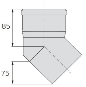 Koleno 2x 45°  Ø 80mm, PP, odkouření pro Kondenzační kotle