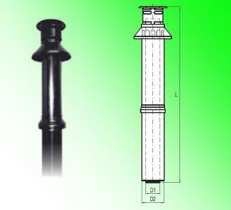 I.G.C. Komínek svislý DN60/100, hliník, černý (pro turbo)