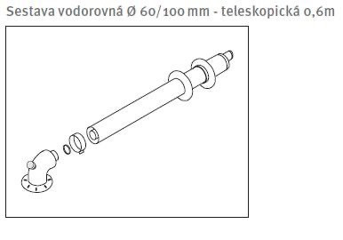 Oddymenie PROTHERM zostava vodorovná Ø 60/100mm, teleskopická, 0,6 m