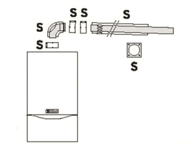 VAILLANT vodorovné odkouření 0,7 m, Ø 60/100 mm, PP, Koleno 87° s rev. otvorem