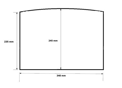 Žáruvzdorné náhradní sklo pro dvířka kamen Etna a Etna s výměníkem 340x245x4 mm